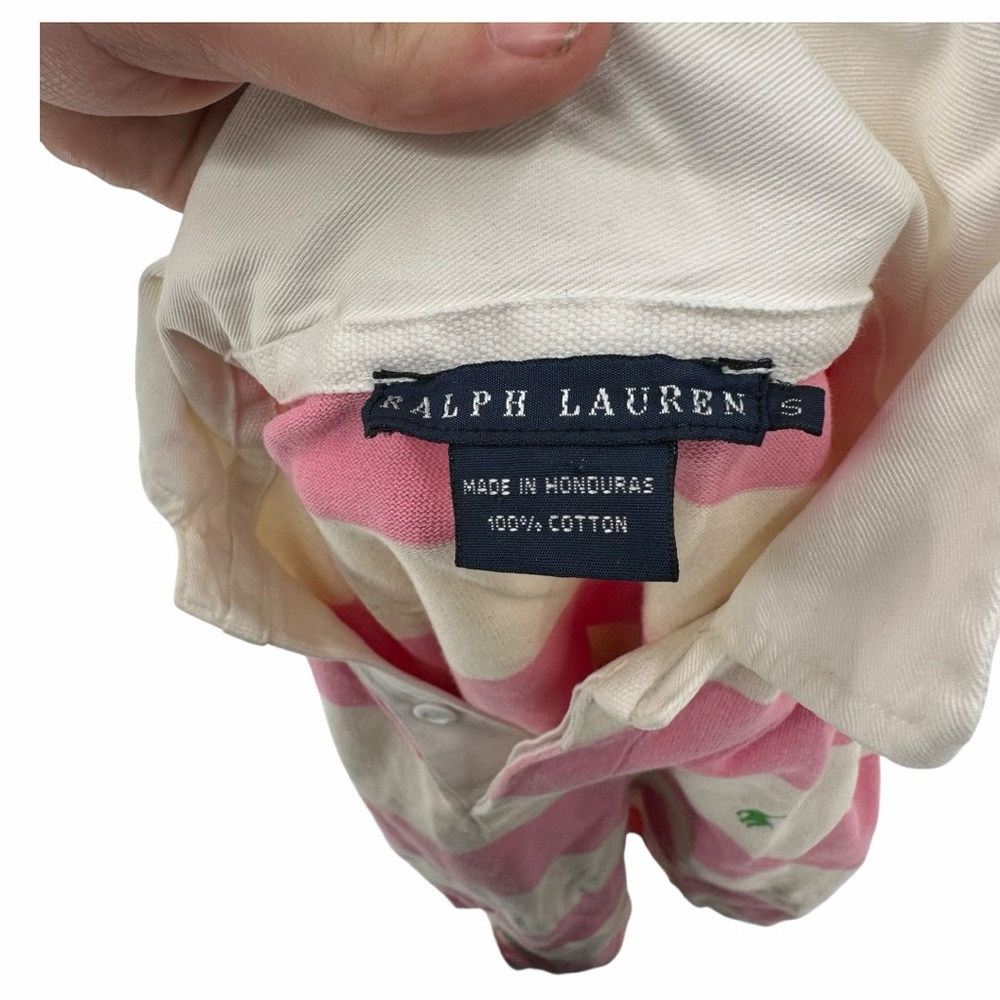 Ralph Lauren Pink & Cream Striped Rugby Polo - Picture 3 of 6